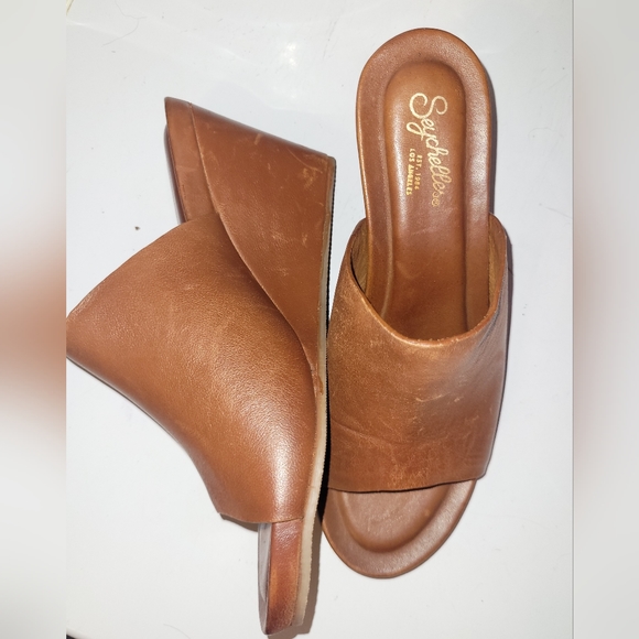 Seychelles Tan Wedged Sandals Y2K - Picture 3 of 4